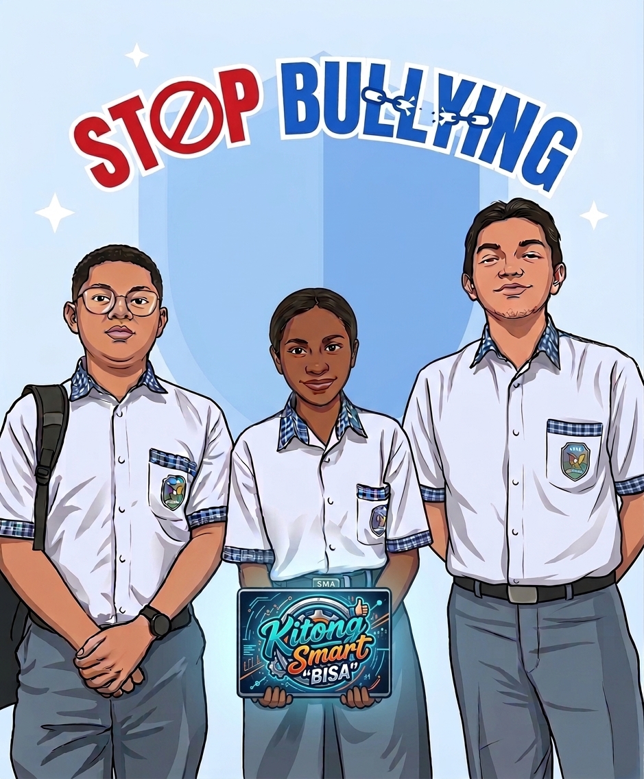 Ilustrasi siswa saling menjaga